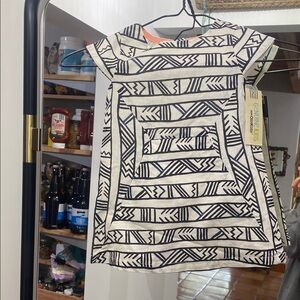 Chasing Windmills Kids Geometric Pattern Dress - Black and White